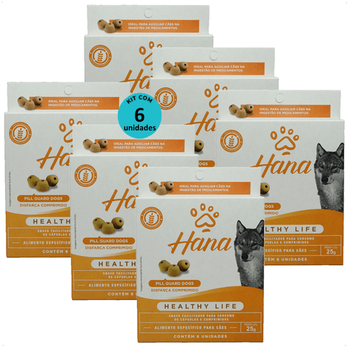 SNACK HANA HEALTHY LIFE PILL GUARD DISFARÇA COMPRIMIDOS 25G PARA CÃES KIT COM 6